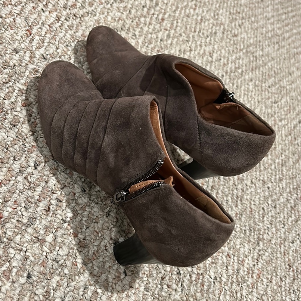 Clarks Artisan Suede Bootie Heels